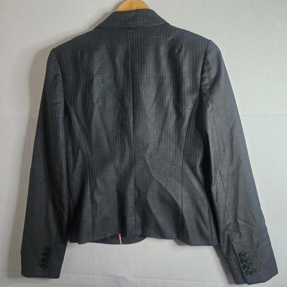 J.Crew Womens 100% Wool Super 120s Pinstripe Blazer Charcoal Gray Size 10 2009